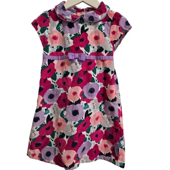 Gymboree Girls Floral Print Corduroy Dress Size 3T Purple Pink Flower‎ Cute