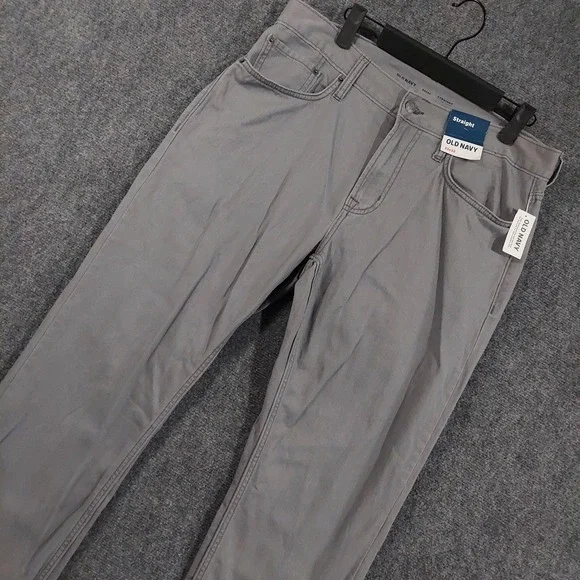 NEW Old Navy Pants Mens 33x32 Gray Straight Built-In Tough Chino Casual Workwear