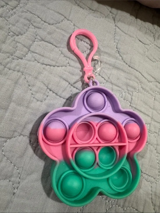 Pink Purple Green Flower Pop Fidget Toy Keychain - Kids Toys