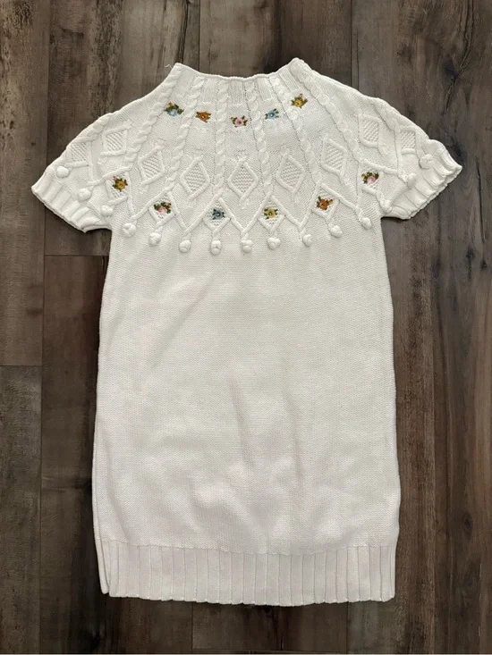 Vintage Sweater Dress Gymboree Equestrian Club Cable Knit Floral School Size 6
