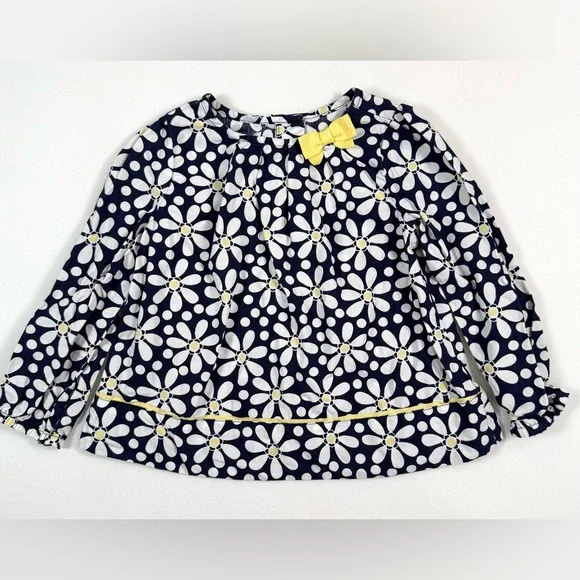 GYMBOREE Girls Daisy Top 18-24m Bow Long‎ Sleeve Floral Shirt Discontinued Retro