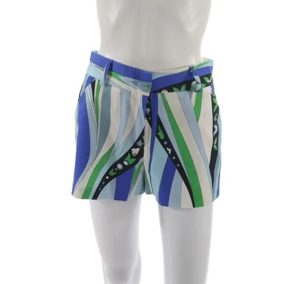 Drew Unisex Blue Geometric Cotton Elastane Shorts Size 2