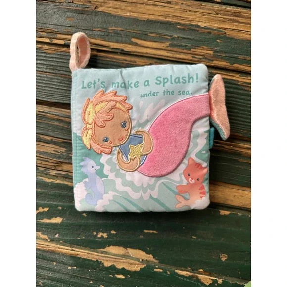 Mary Meyer Mermaid Soft Fabric Crinkle Book Lets a‎ Splash Under the Sea Blue