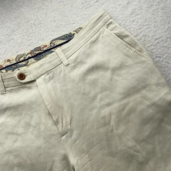 Tommy Bahama Pants Mens 38x32 Ivory White Linen Blend Relaxed Golf Resort Beach