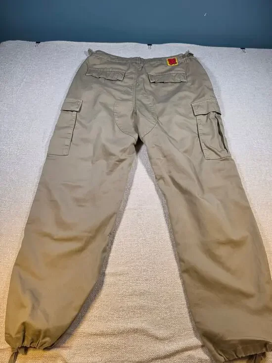 Empyre Cargo Pants Mens 32 Khaki Tan Loose Fit Drawstring Hem Skater Gorpcore