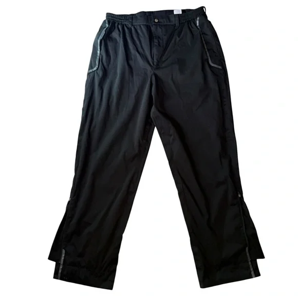 Men's Black Athletic Golf Rain Pants with Reflective Trim