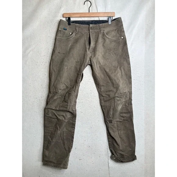 Kuhl Mens Rydr Brown Outdoor Hiking Workwear Pants 33x34 Articulated Knees