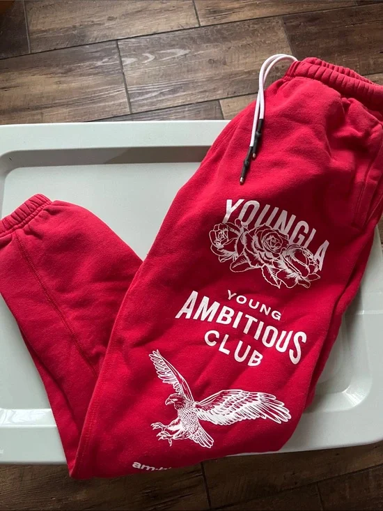 YoungLA Red Graphic Jogger Sweatpants