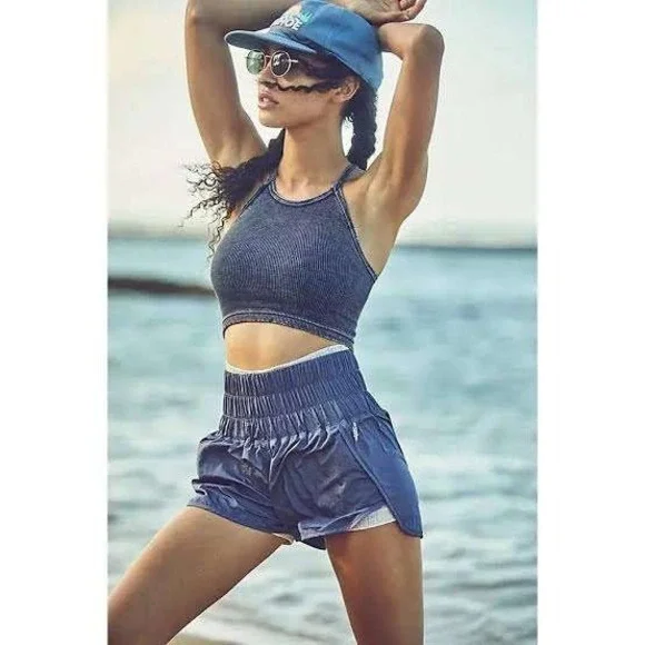 Free People Movement The Way Home Shorts‎ Sage Green Smocked High Rise Medium