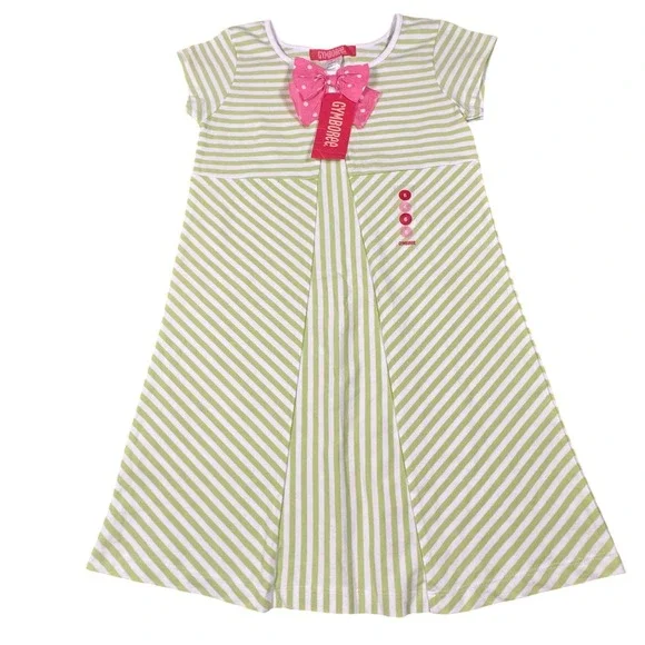 Gymboree Spring Fun Girl's 6 Green‎ Striped Dress NWT