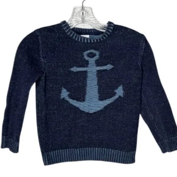 Gymboree Navy Blue Anchor Ribbed Knit Sweater. Size 5-6.