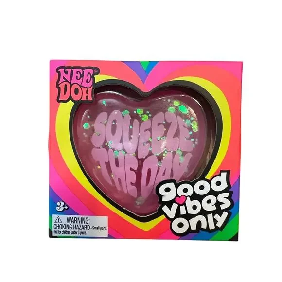 NeeDoh Good Vibes Only Heart | PINK Squeeze the Day - NIB!