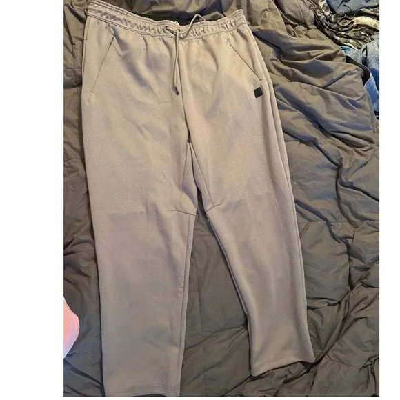 Reebok Mens Performance Joggers Gray Taupe Athletic Sweatpants Large