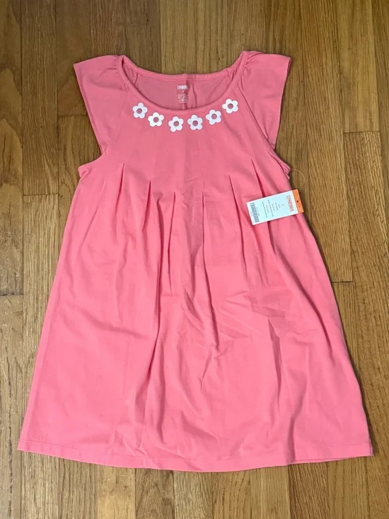 Gymboree Coral Pink Sleeveless Dress with White Flower Trim