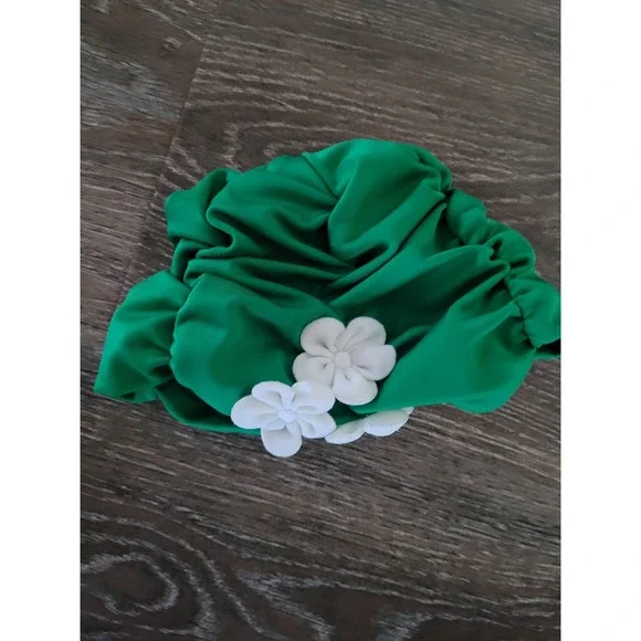 Gymboree Green Ruffled Floral Swim Cap Headband Baby Girl 6- 12 Months 2015 #2