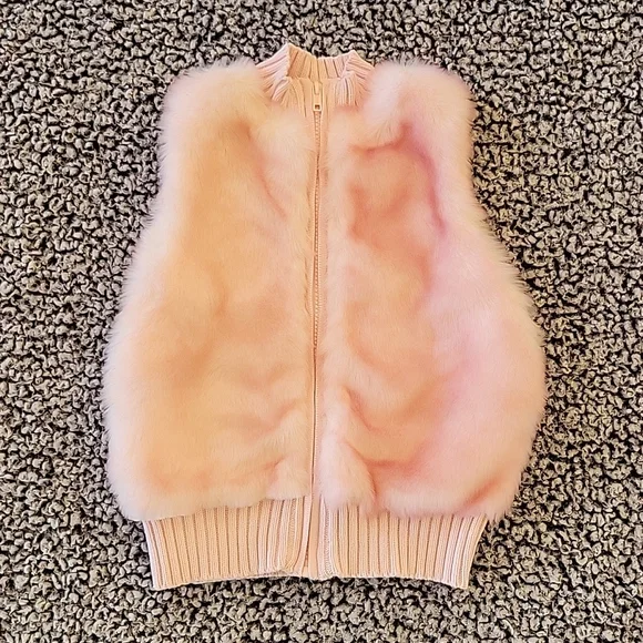Gymboree Faux Fur Pink Sweater Vest Girls Size 7/8