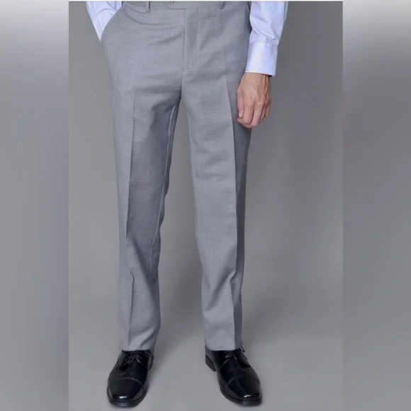 Mantoni Gray Flat-front Wool Trousers Tailored Fit 100% Virgin Wool Super 140’s