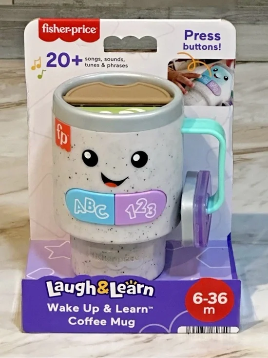 Fisher-Price Laugh & Learn Wake Up & Learn Coffee Mug - White with Mint Handle