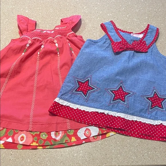Gymboree Coral Baby Dress and Young Hearts patriotic dress. Both 18 months.