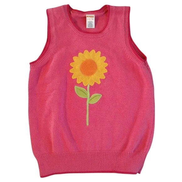 Gymboree Embroided Sunflower Knitted‎ Pink Sweater Vest L(10/12)
