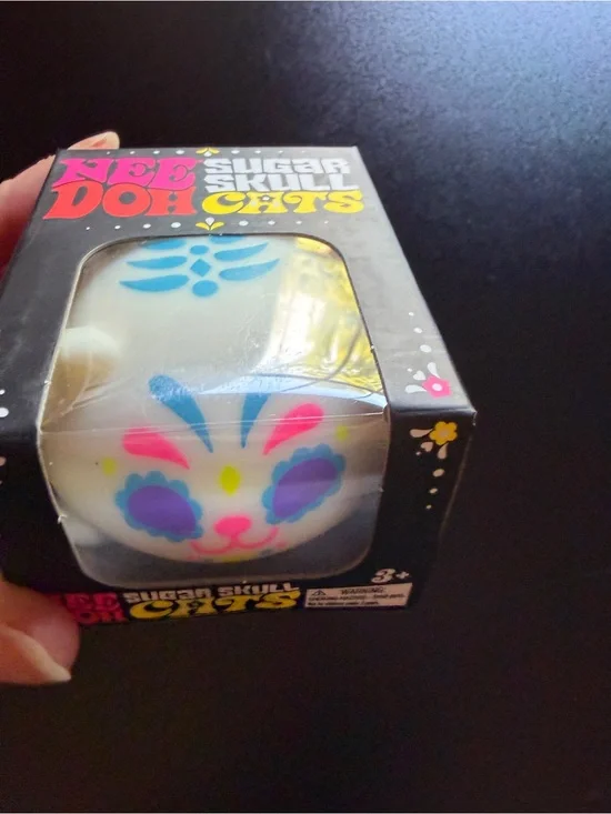 New Nee Doh Needoh Sugar Skull Cats Blue Squishy Sensory Toy Schylling 3+ GLOW