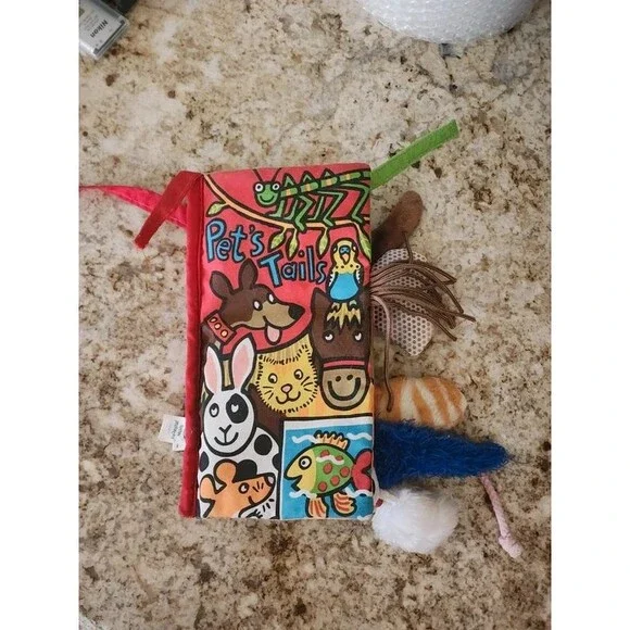 Jellycat Pet Tails Soft Activity Book Sensory Textured Toy Crinkle Stem