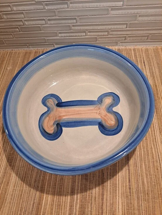 M A Hadley Country Scene My Dog Our Dog Bowl w/ Bone in Center