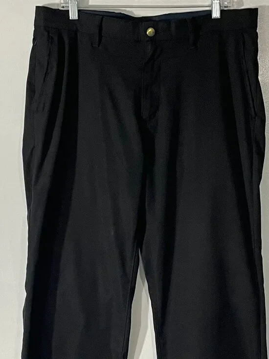 Lands’ End Men’s Black Dress Pants Size 35 Traditional Fit Polyester Great