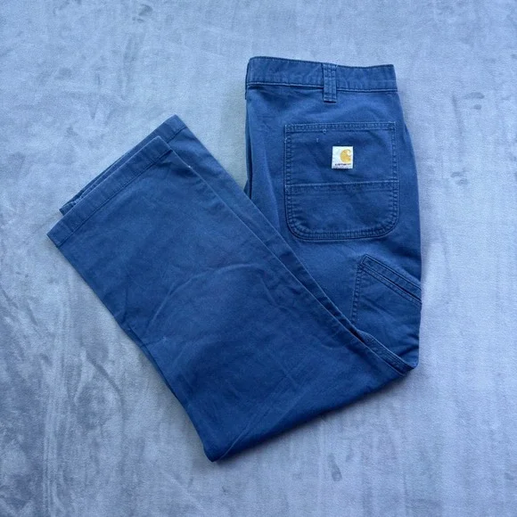 Carhartt Rugged Flex Relaxed Fit Canvas Work Pants Navy Blue 40x30 BN2291-M
