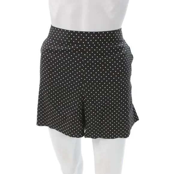 Tory Burch Womens Culotte Shorts Black Polka Dot Button Size 8
