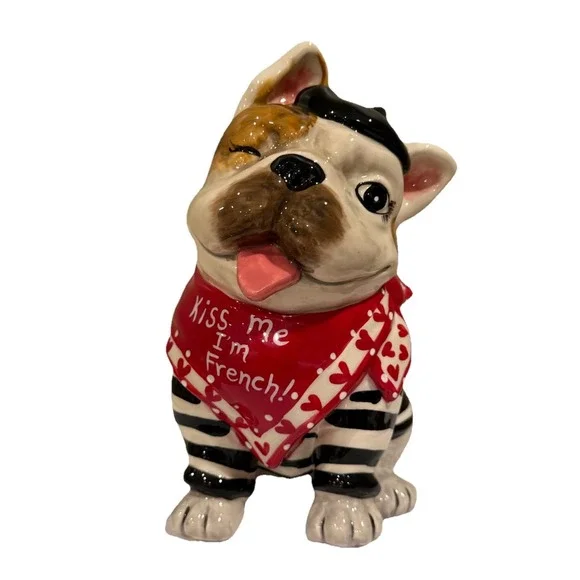 Blue‎ Sky Clayworks Valentine's KISS ME I'M FRENCH Bulldog Figurine 8