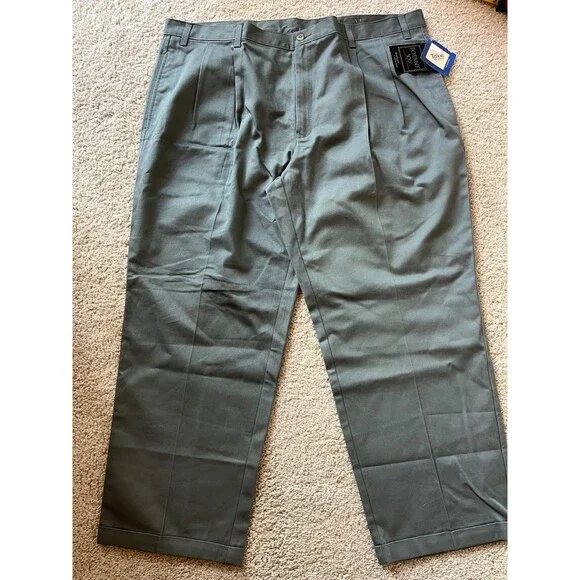 Botany 500 Tailored Trousers Pants Green  Slacks Size 42-S Flat Front New NWT
