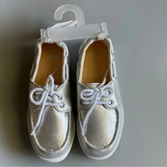 Gymboree  Little Girl’s Size 13 Silver Canvas Shoes Tennis Flat Sneakers…