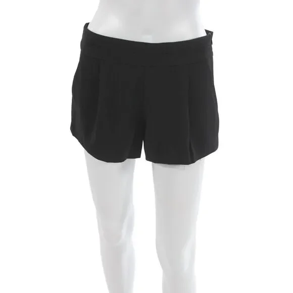 Parker Unisex Black Polyester Spandex Solid Zip Shorts Size 0