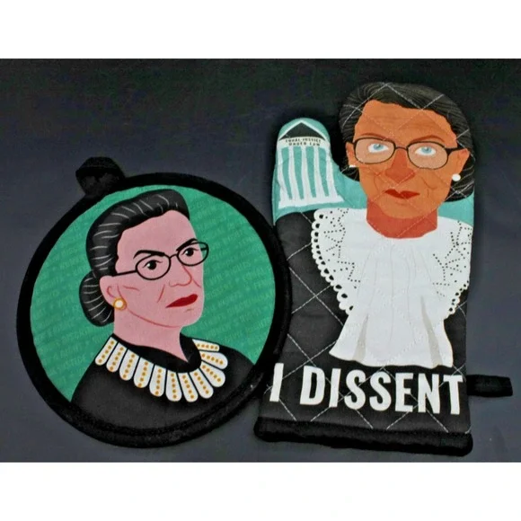 Naked Decor RBG Ruth Bader Ginsburg Pot Holder Oven Mitt Set I Dissent