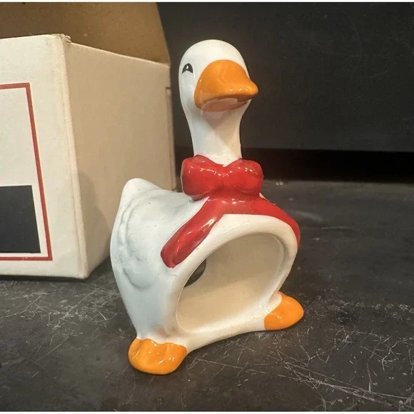 Vintage Colonial Candle‎ Cape Cod Geese Napkin Rings 4 Christmas Box