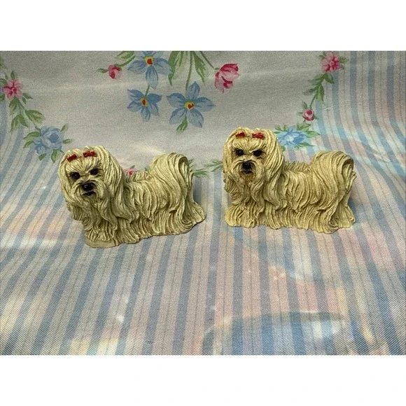 Vintage Lot 2 Maltese Dog Figurines 2