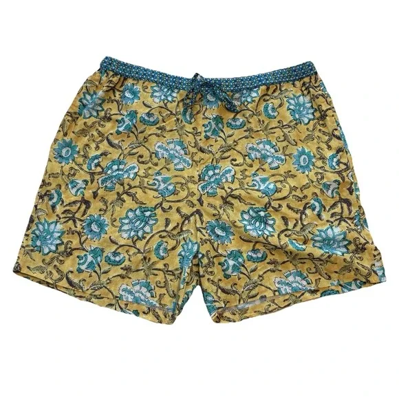 Sundance Printed Shorts Size XL Petite Pull On 100% Cotton Floral Bohemian Beach