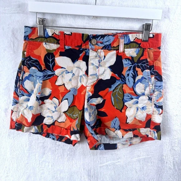 GAP Girlfriend 4 Inch Short Floral Print Orange‎ Blue White Womens SZ 2