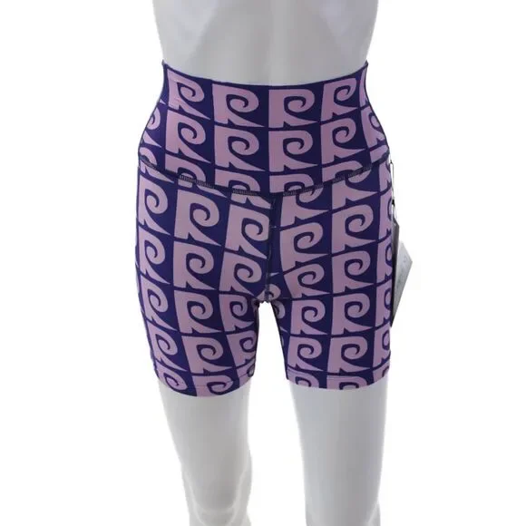 Rhode Womens Stretcj Abstract Mid-Rise Activewear Biker Shorts Purple Size XS