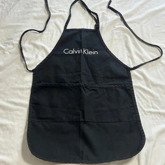 Vintage Calvin Klein Black Apron‎ Logo 3-Pocket Made in USA Adjustable Strap