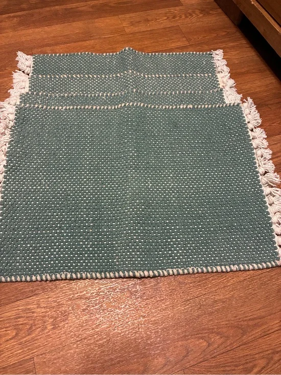 4 Teal Woven Cotton Placemats with Fringe Set of 4