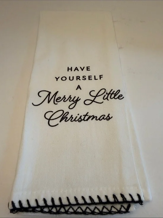 🎃White 'Merry Little Christmas' Decorative Hand Towel