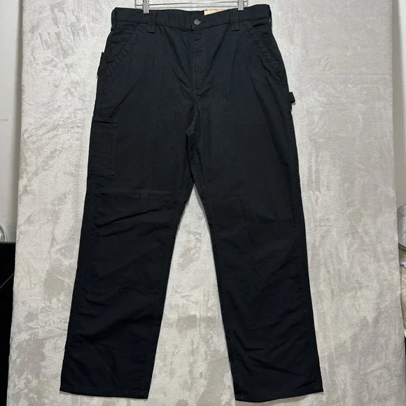 Carhartt Pants Mens 38x32 Loose Straight Washed Duck Dungaree Black Original Fit