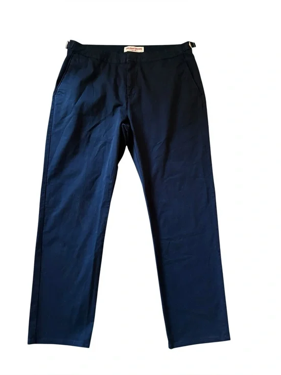 Orlebar Brown 98% Cotton Campbell Pants Navy Blue Side Adjuster Trousers Sz. 38