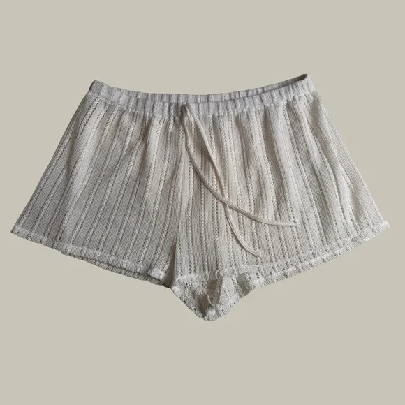 Coquette Wild Fable Cream Dolette Pointelle Knit Shorts XL Loungewear Sleep Swim