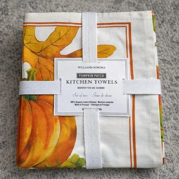 Williams Sonoma  Oversized Kitchen‎  Towel Pumpkin Patch Organic cotton NWT