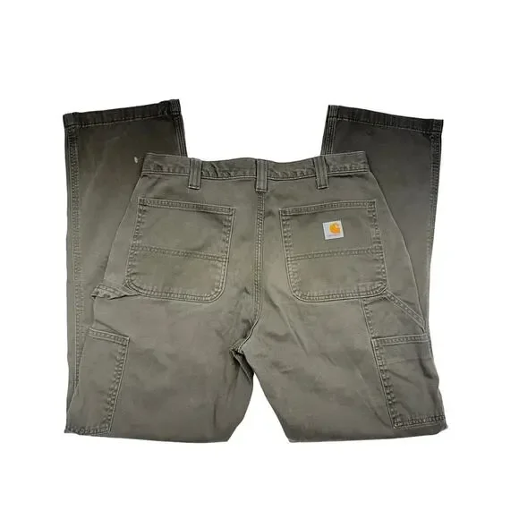 Carhartt Men’s 32x32 Carpenter Work Pants Brown Canvas Utility Double Knee Style