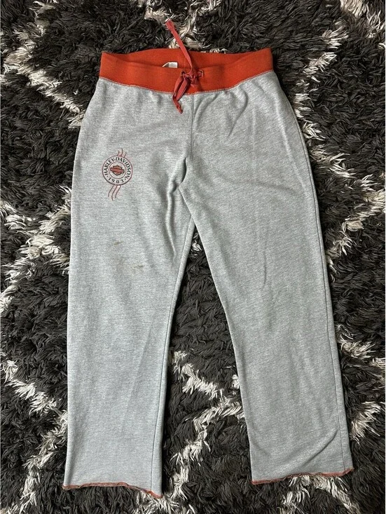 Vintage Harley Davidson Sweatpants Mens Medium Grey Fleece Joggers Lounge Pants