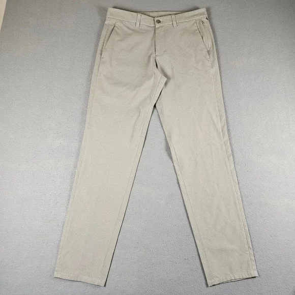 Lululemon Commission Slim Fit Pants Mens 31xx30 Beige Ventlight Chino Stretch